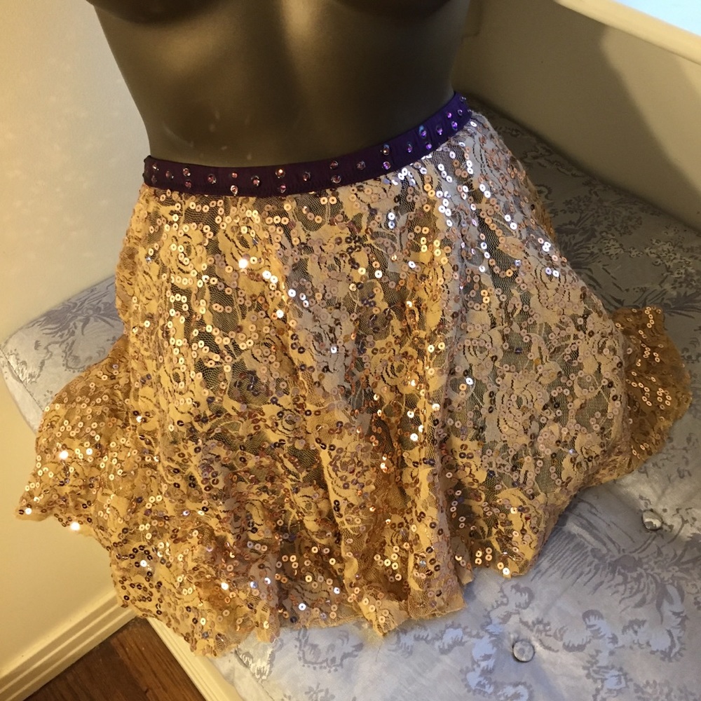 Vintage Sequin Sparkle Lace Hidden Shorts Size XS